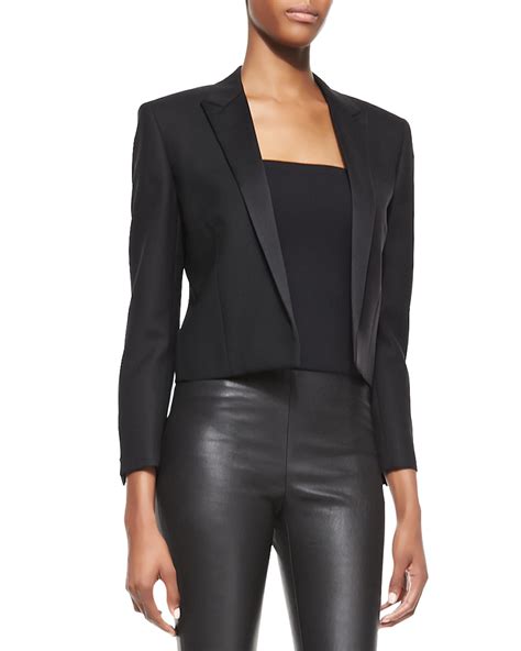 black blazer ysl|saint laurent cropped blazer.